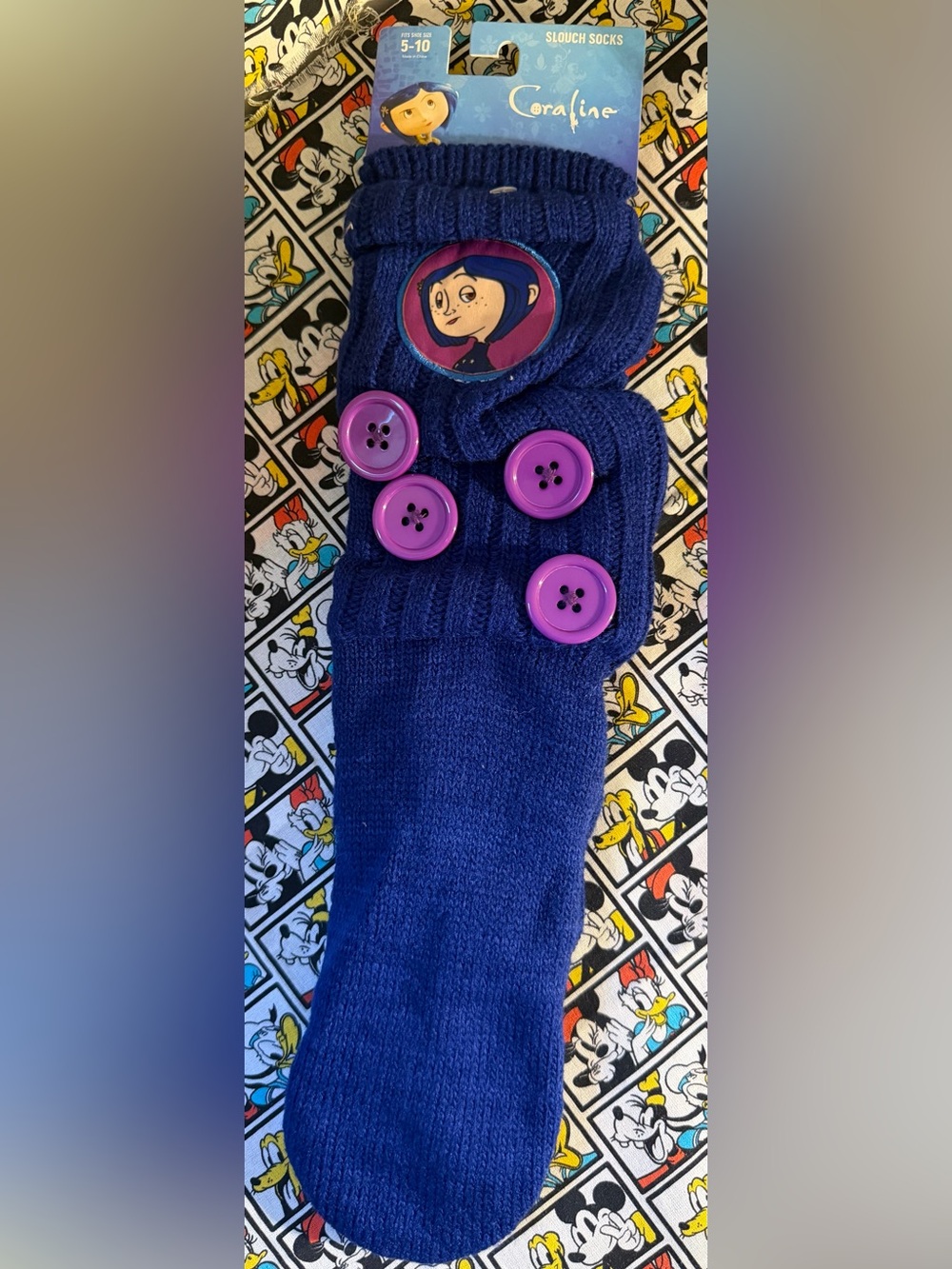 Bioworld Laika Coraline 3DButton Slouch Knee High Socks New